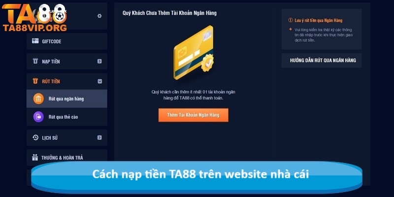 Cách nạp tiền TA88 trên website nhà cái